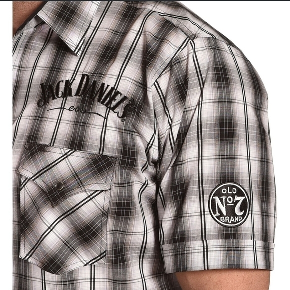 Jack Daniel's Embroidered Logo Short Sleeve Snap Button Western Shirt Size Large - Picture 4 of 14